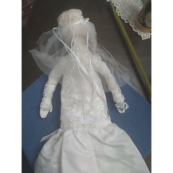 Handmade Cloth Bride Doll 16” Painted Features - Picture 7 of 7